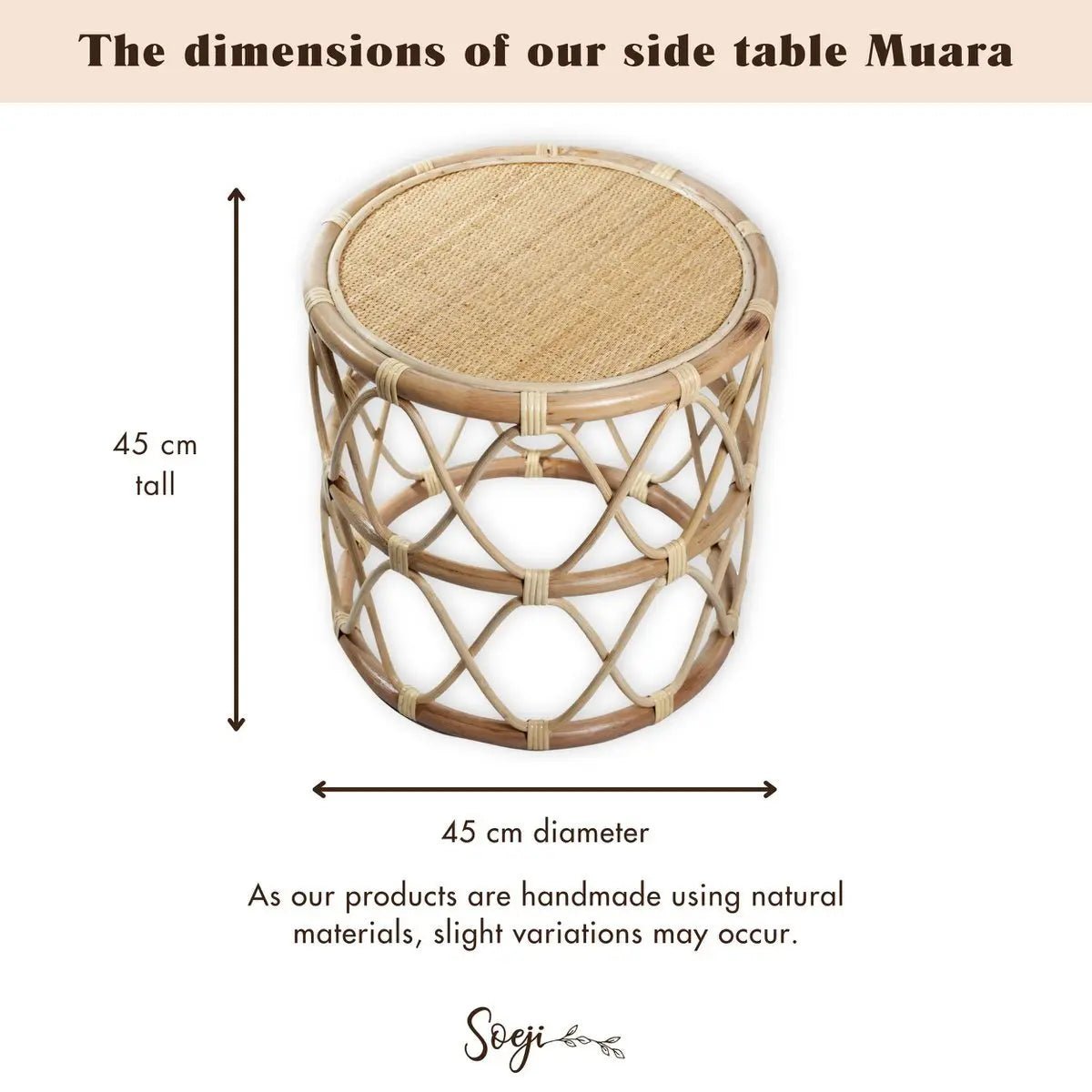 Rotan Bijzettafel MUARA – Rond Ø45 cm