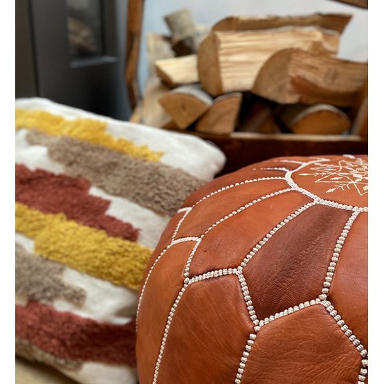 Lederen Pouffe – Terra Brown | Stijlvol & Duurzaam