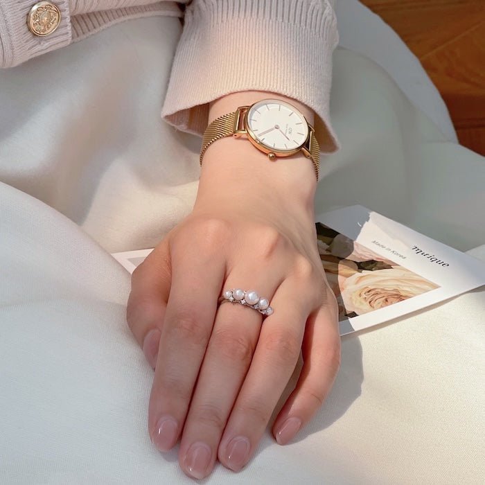 Zoetwaterparel Bloemkroonringen - Verstelbaar