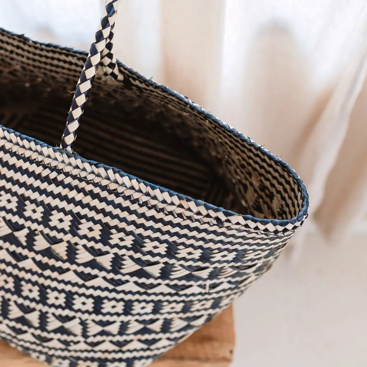 Boho Tote Bag KIDUL – Zeegras Zomertas, Zwart