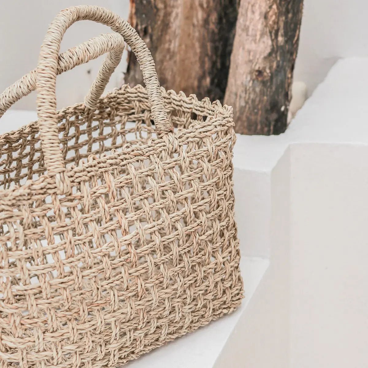 Boodschappentas MOYO – Geweven Zeegras Strandtas, 2 Maten