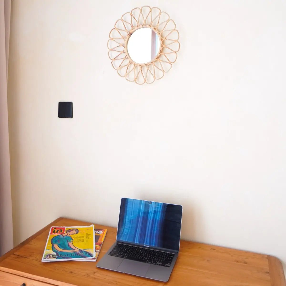 DAAU Kleine Handgemaakte Boho Rotan Spiegel – Ø38 cm