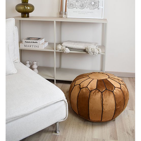 Velvet Pouffe – Karamelbruin