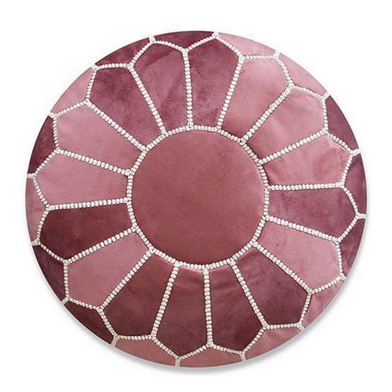 Fluwelen Poef Roze – Gevuld & Comfortabel