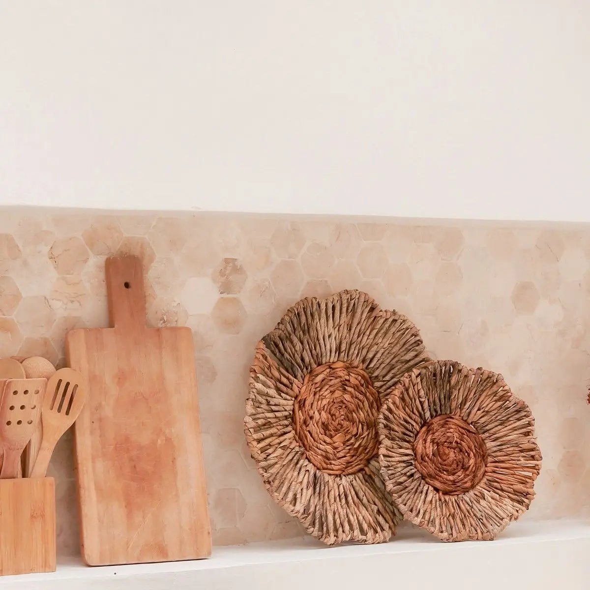 Wanddecor of Schaal MELAYA Wandmand van Bananenvezel 2 Maten