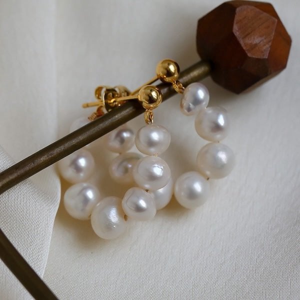 Elegante parel kralen hoepel oorbellen