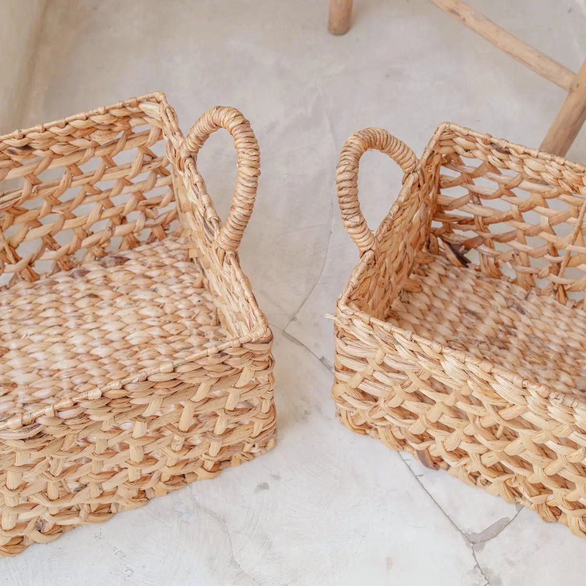 TANGAN Rechthoekige Plankmand – Handgeweven Waterhyacint (2 Maten)