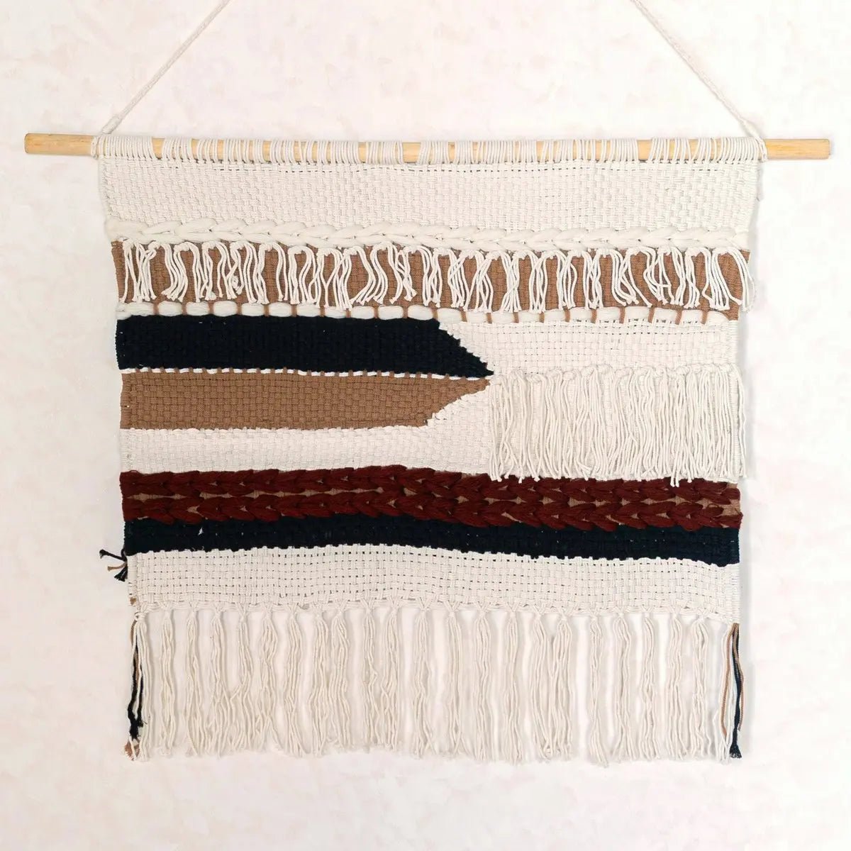 UDARA Macramé Muurhanger – Boho Handgeweven Wanddecor 120x95 cm