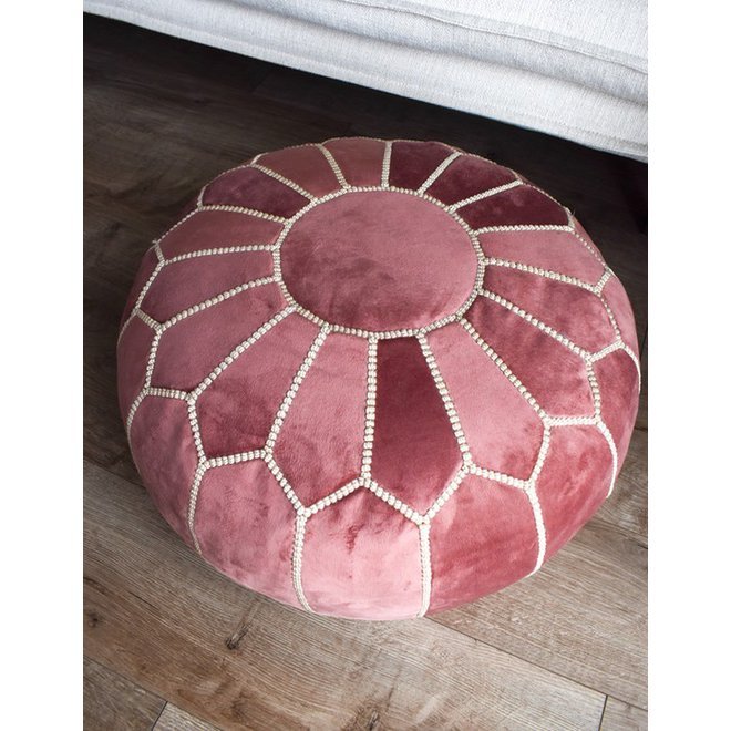 Fluwelen Poef Roze – Gevuld & Comfortabel
