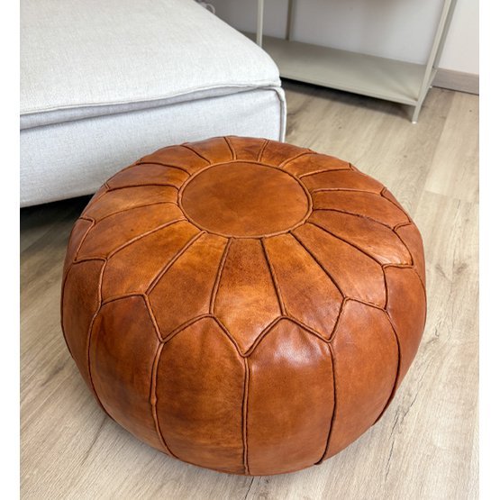 Leren Poef Cognacbruin (XL) – Stijlvol & Duurzaam