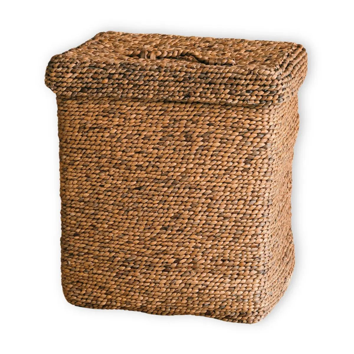 Boho Wasmand met Deksel – Handgemaakt van Waterhyacint