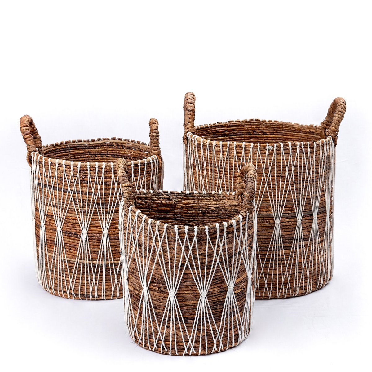 MANDURO Boho Was-, Plant- & Opbergmand – Bananenvezel (3 Maten)