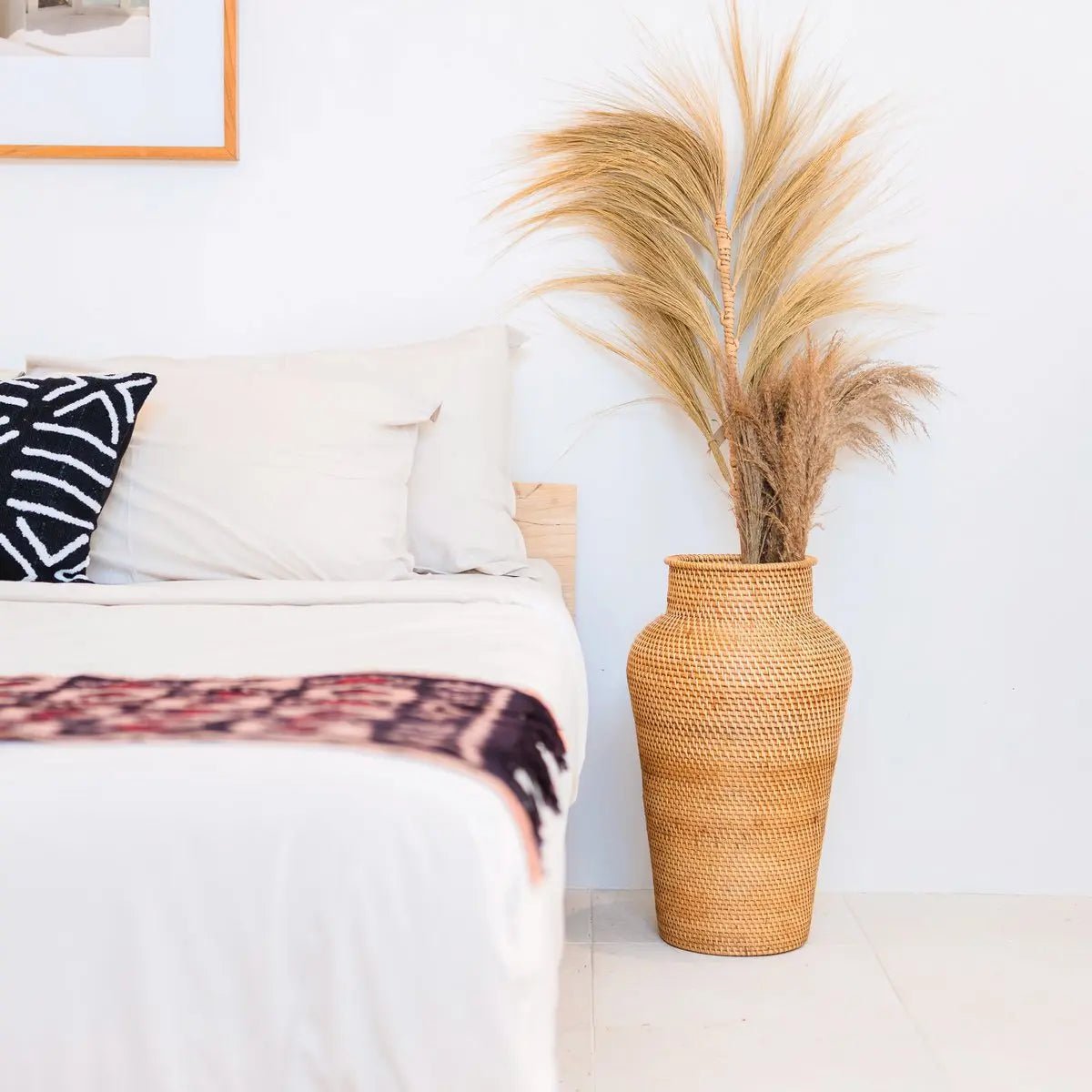 Rotan Vloervaas KIDUNG – Boho, Rond, Ø30 cm, Handgemaakt