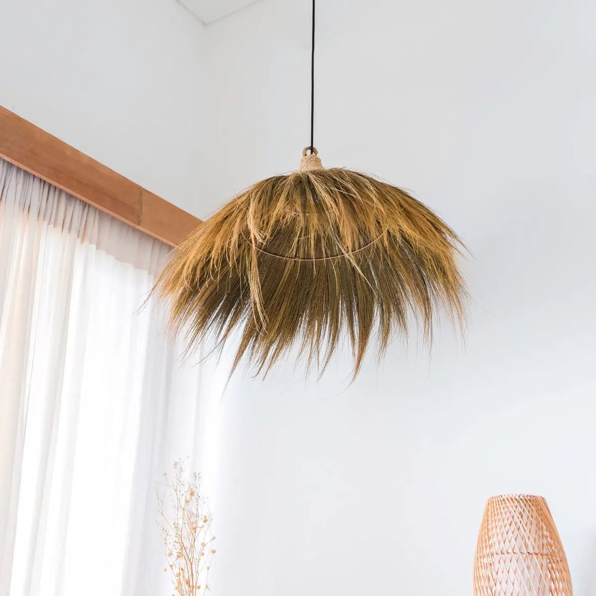 Zeegras Hanglamp MAWANA – Boho, Ø53 cm, Met Franjes