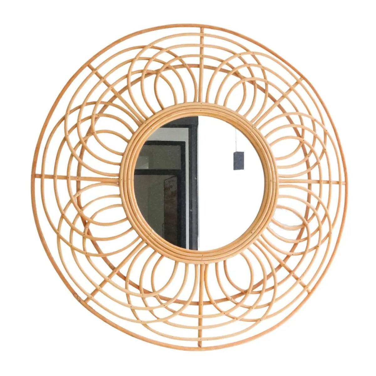 Ronde Rotan Spiegel PUTUK | Boho Wandspiegel 58 cm Handgemaakt