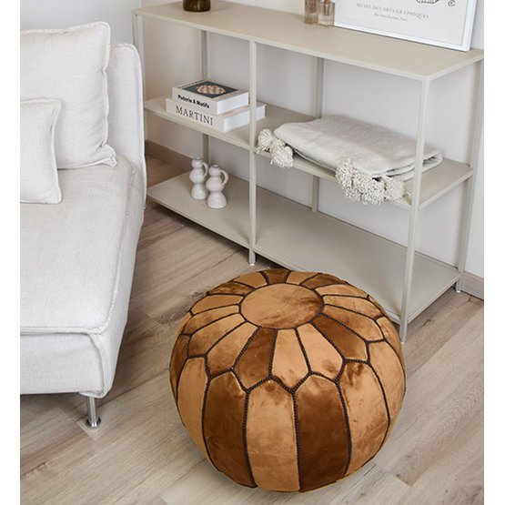 Velvet Pouffe – Karamelbruin