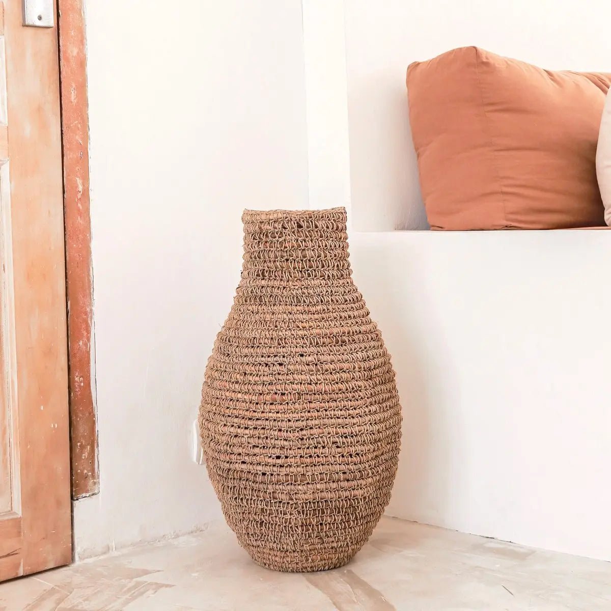 Boho Vaas SAKRA – Geweven Bananenvezels & Raffia