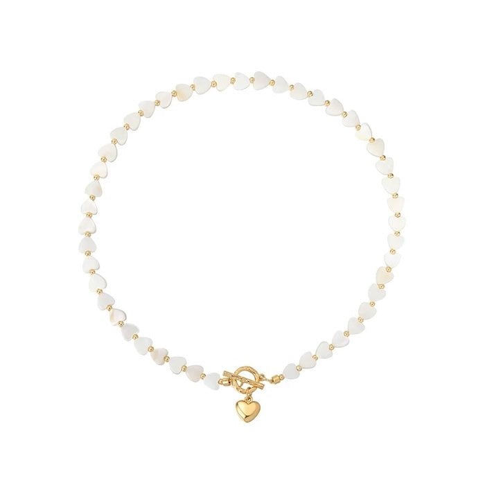 Moeder van Parel Hart Kralen Ketting met OT Buckle – Elegant & Tijdloos