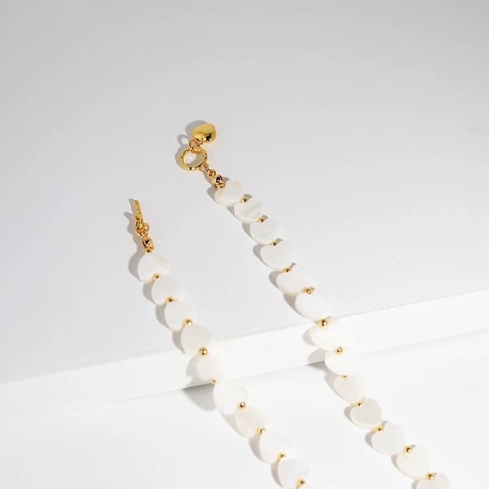 Moeder van Parel Hart Kralen Ketting met OT Buckle – Elegant & Tijdloos