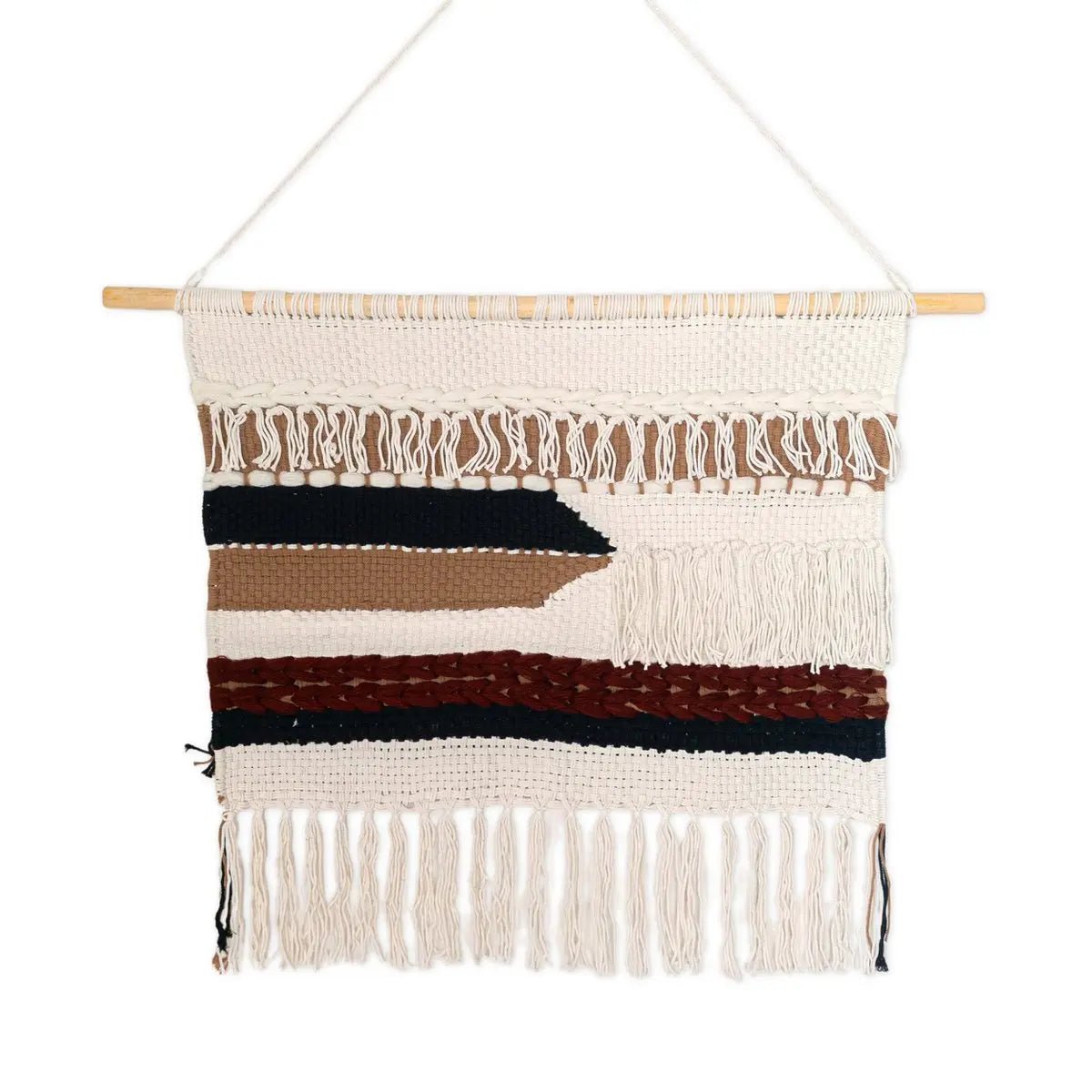 UDARA Macramé Muurhanger – Boho Handgeweven Wanddecor 120x95 cm