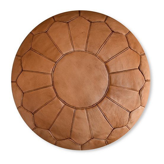 Leren Poef Naturel Bruin (XL) – Stijlvol & Comfortabel