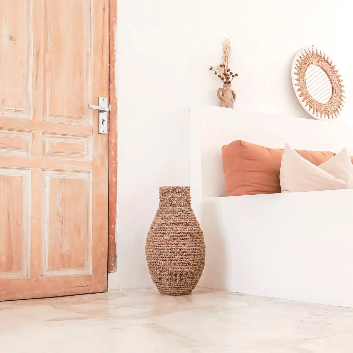 Boho Vaas SAKRA – Geweven Bananenvezels & Raffia