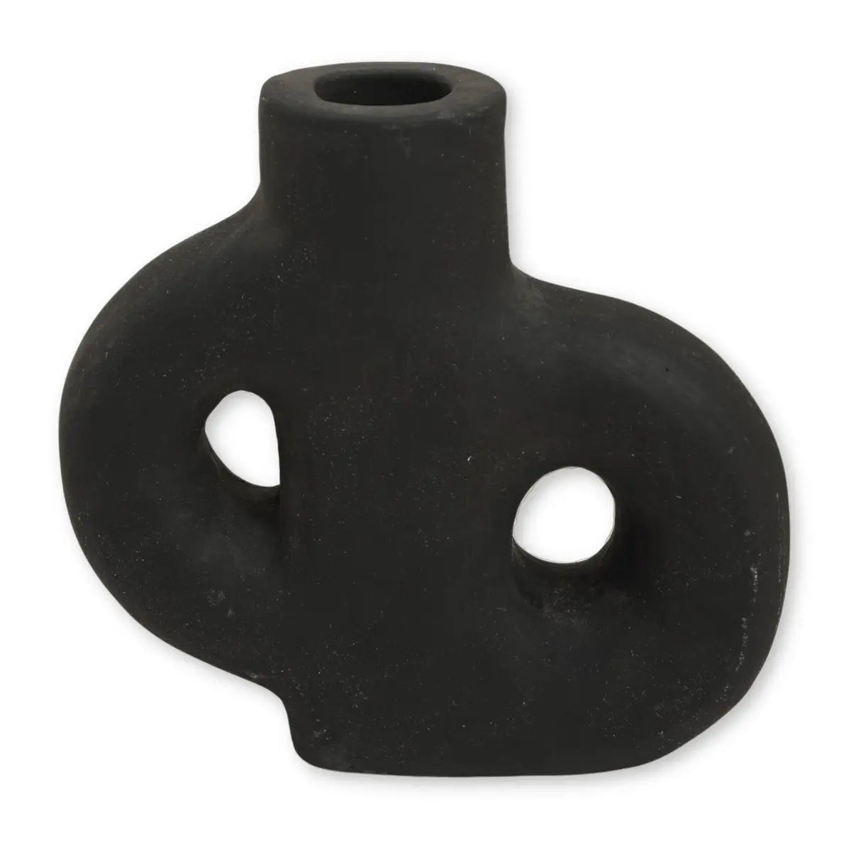 Zwarte Vaas LEMBAH – Kleine Decoratieve Klei Vaas