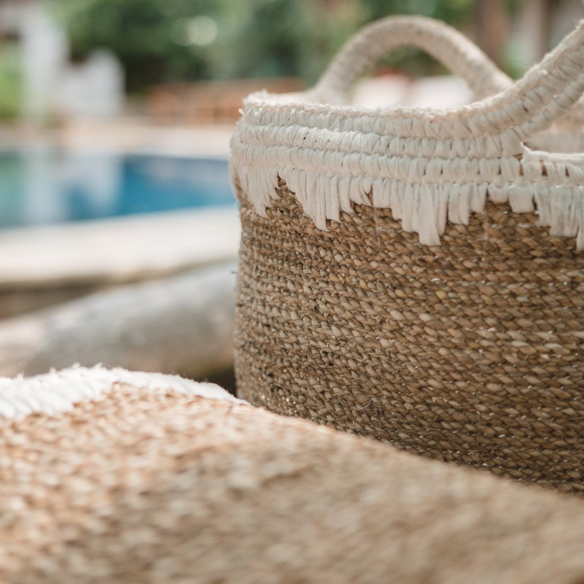 NIAS Grote Was-, Opberg- & Plantenmand – Wit, Natuurlijke Vezels (2 Maten)