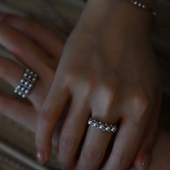 Zoetwaterparel Bloemkroonringen - Verstelbaar