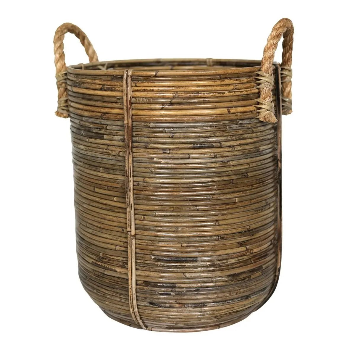 Ronde Rotan Was- & Plantenmand OTERE | Boho Decoratieve Mand (2 Maten)