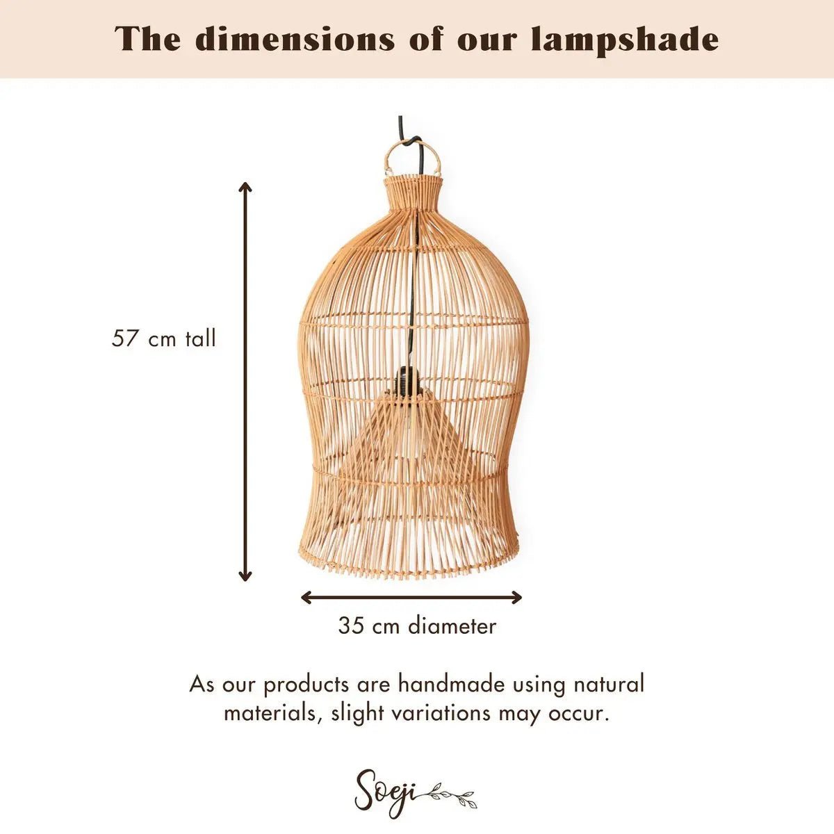 Rotan Lampenkap MAHARA – Boho Hang- & Plafondlamp Ø35 cm