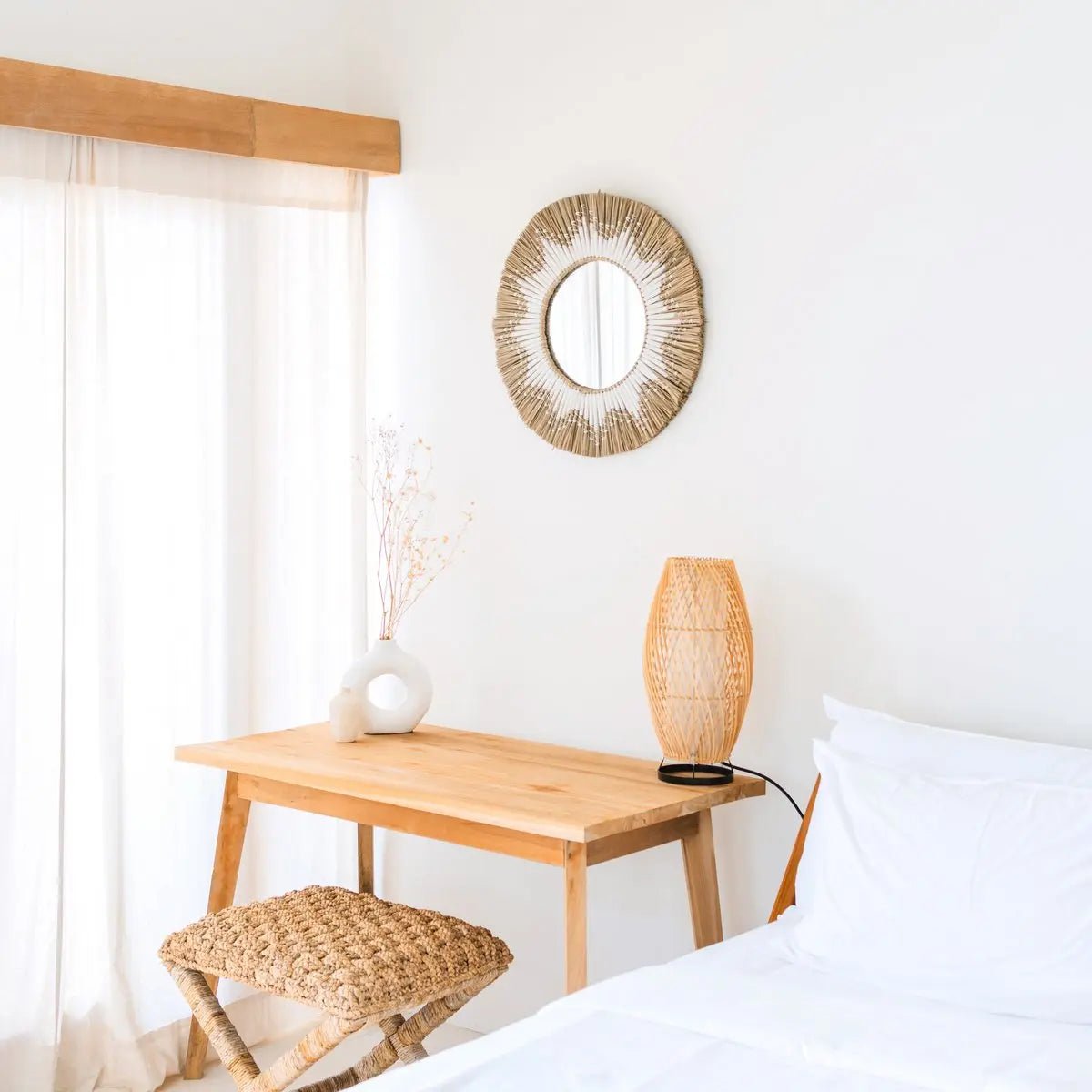 Wandspiegel RANDU – Ronde Zeegras Spiegel, Boho, Ø60 cm