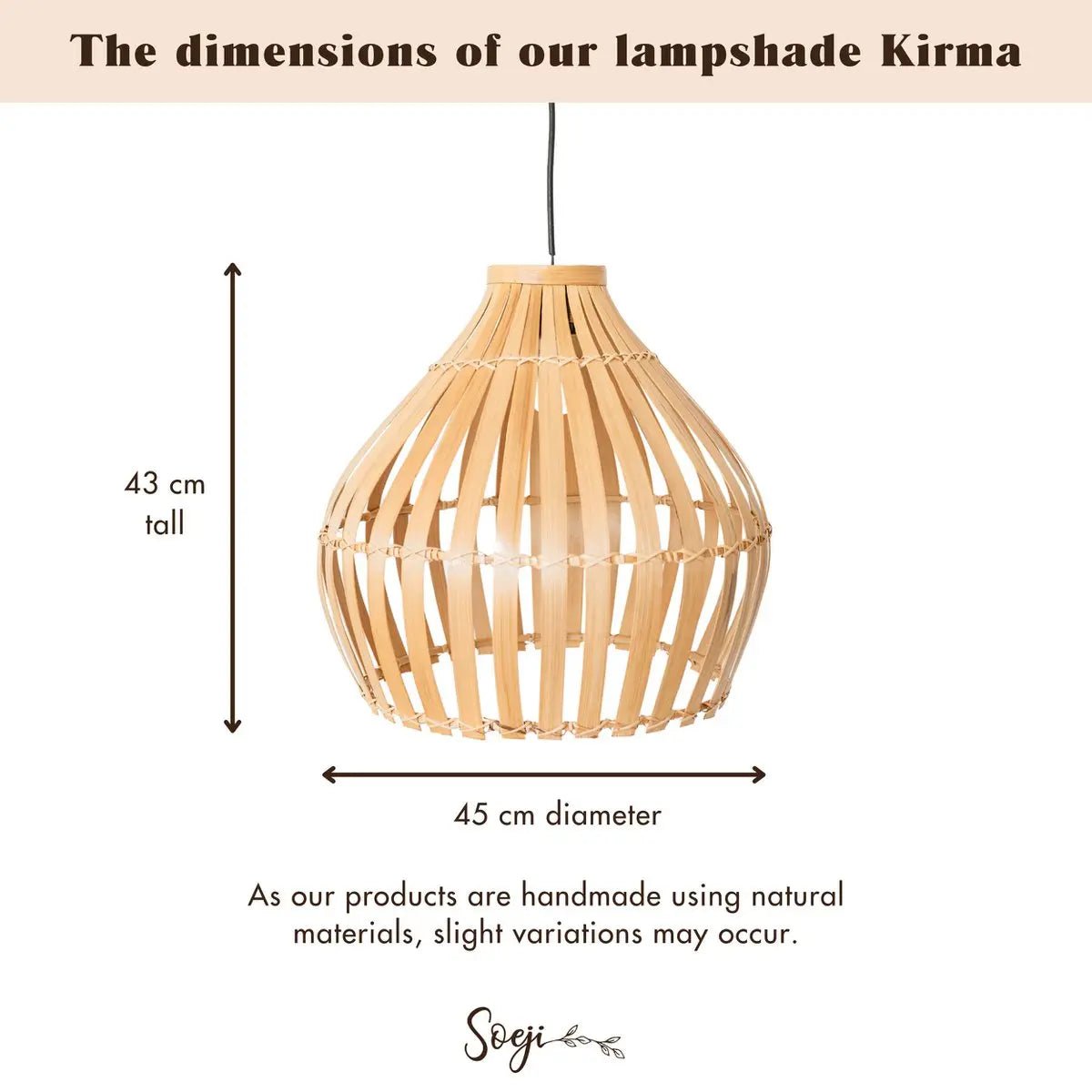 Bamboe Hanglamp KIRMA | Klokvormige Handgemaakte Lampenkap Ø 45 cm
