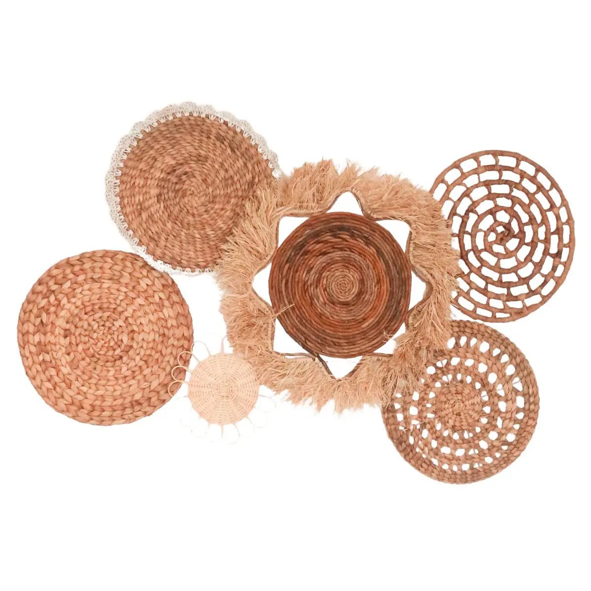 DALUM Boho Wanddecoratie – Set van 6 Natuurlijke Stukken