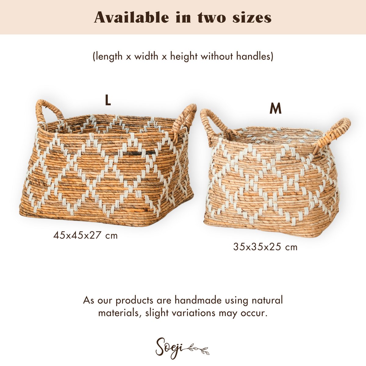 GANDARIA Boho Was-, Plank- & Opbergmand – Bananenvezel (2 Maten)