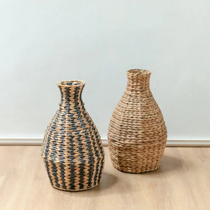 Boho Vaas DAYANA – Zwart, Geweven Waterhyacint