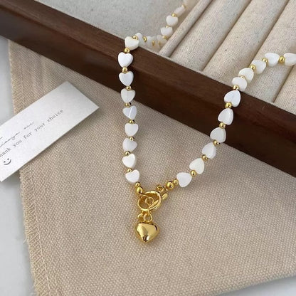 Moeder van Parel Hart Kralen Ketting met OT Buckle – Elegant &amp; Tijdloos