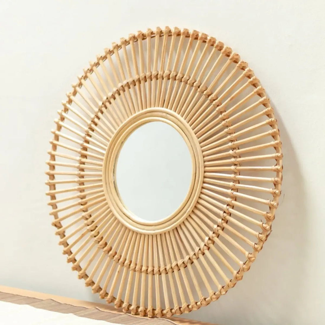 Ronde Rotan Spiegel 58 cm | Handgemaakte Boho Wandspiegel BUMI