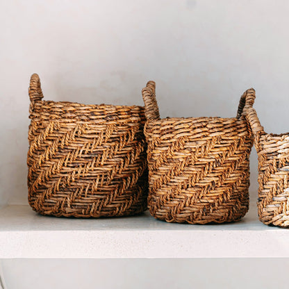 RINJANI Boho Was-, Planten- &amp; Opbergmand – Bananenvezel (3 Maten)
