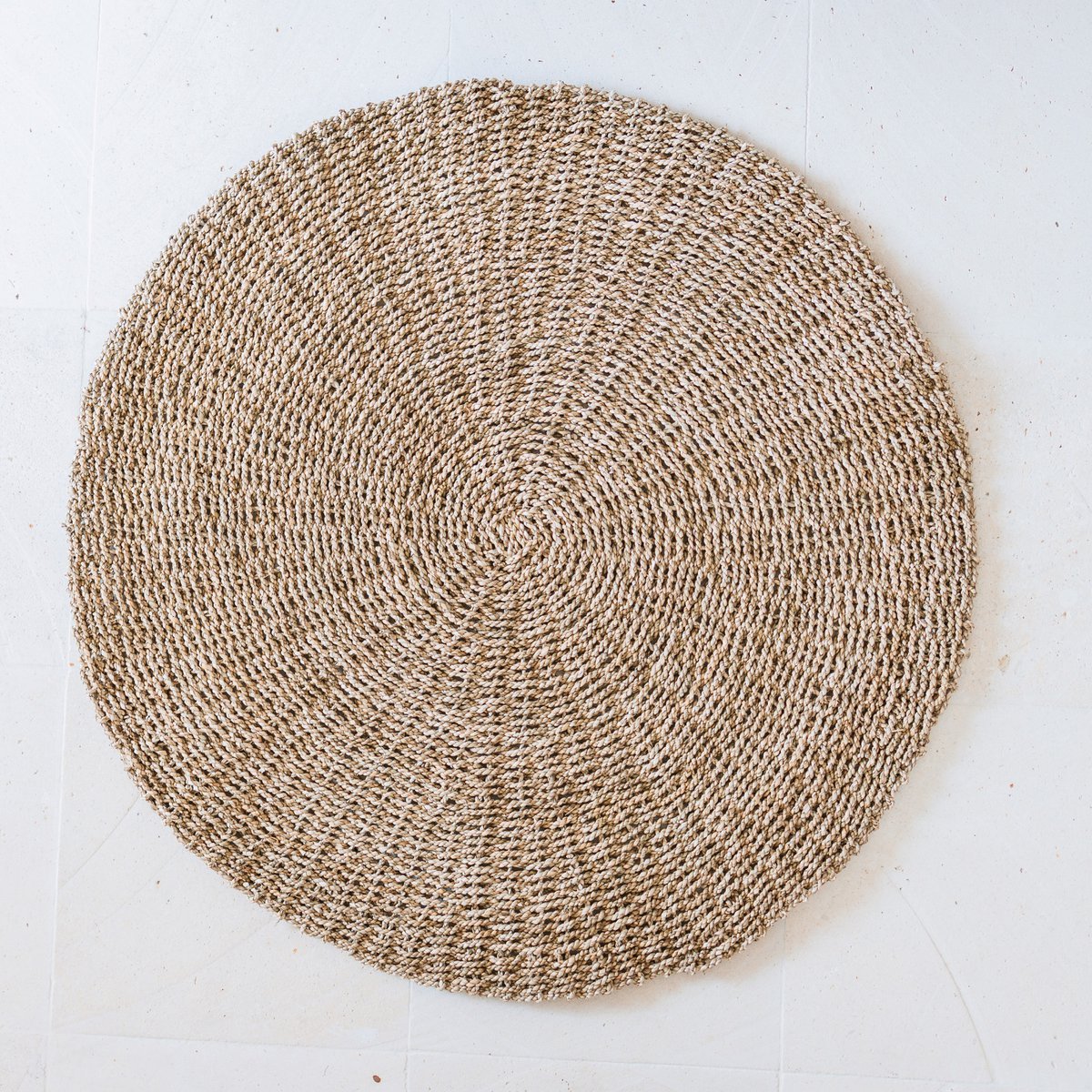 Rond Zeegrasvloerkleed 100-120 cm – Boho Stijl &amp; Handgeweven – LOKA Beige