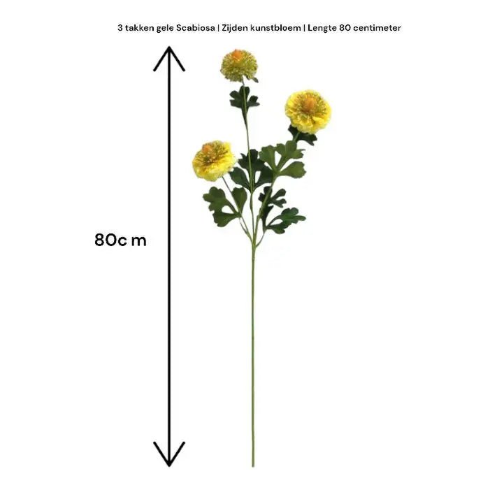 Scabiosa  kunstbloem H80cm centimeter 2STUKS geel