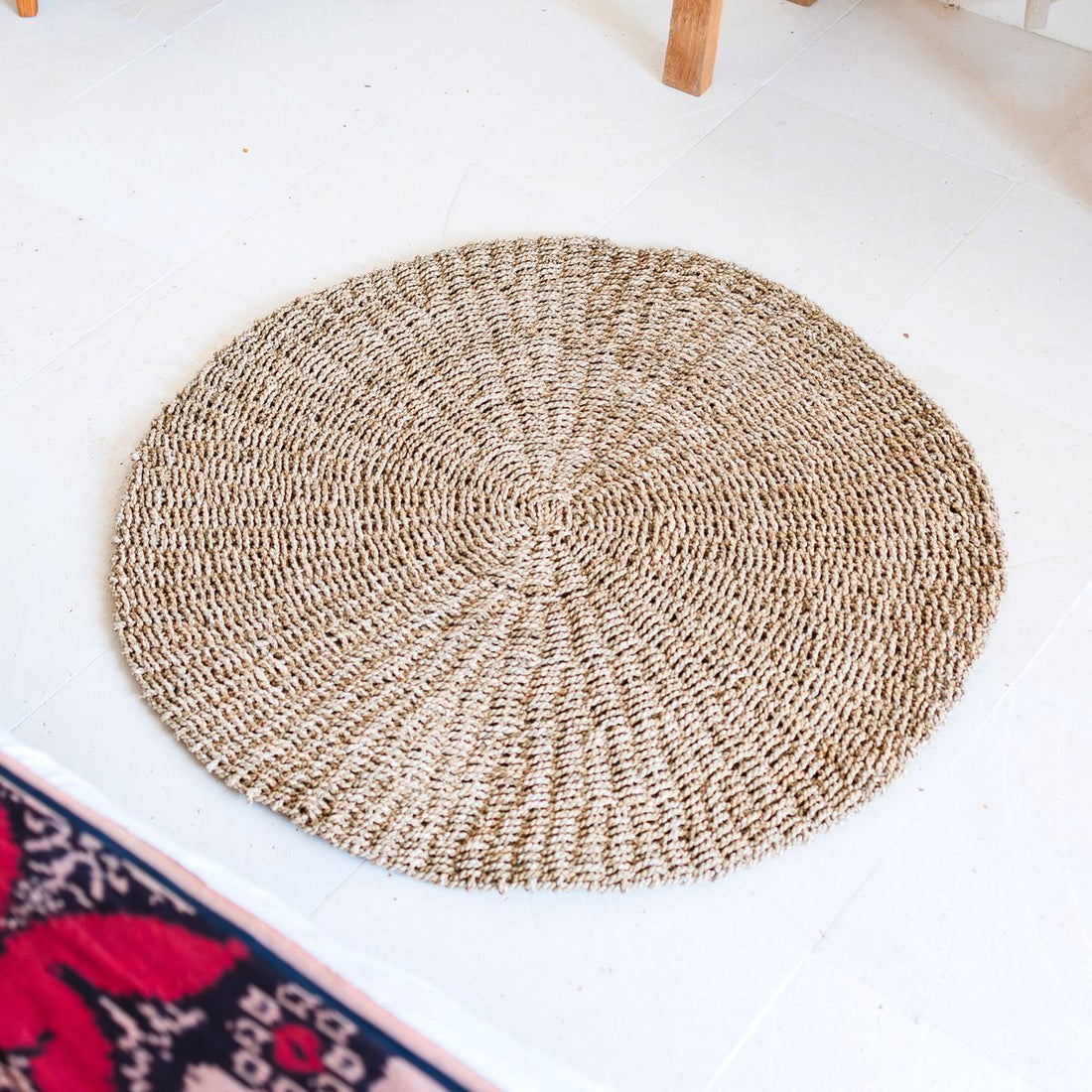 Rond Zeegrasvloerkleed 100-120 cm – Boho Stijl &amp; Handgeweven – LOKA Beige