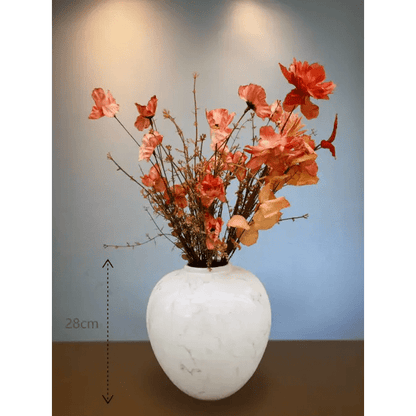 Witte Porseleinen Vaas met Boeket - 28 cm
