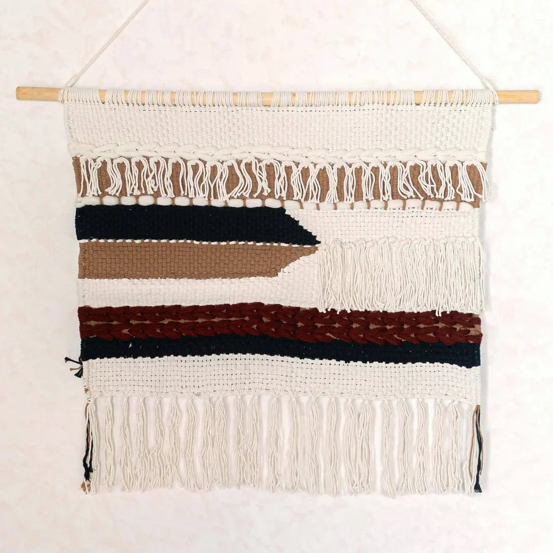 UDARA Macramé Muurhanger – Boho Handgeweven Wanddecor 120x95 cm
