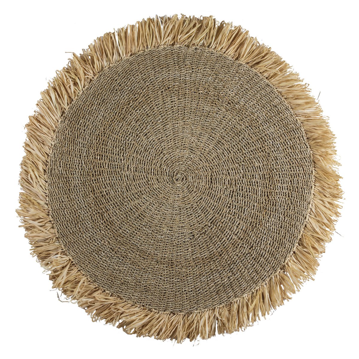 Rond Zeegras Tapijt 100x120 cm – Vloerkleed met Kwastjes DASA