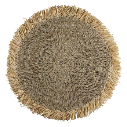 Rond Zeegras Tapijt 100x120 cm – Vloerkleed met Kwastjes DASA