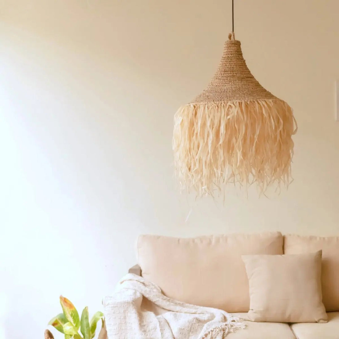 Raffialamp RUMBAI – Handgemaakte Boho Lampenkap