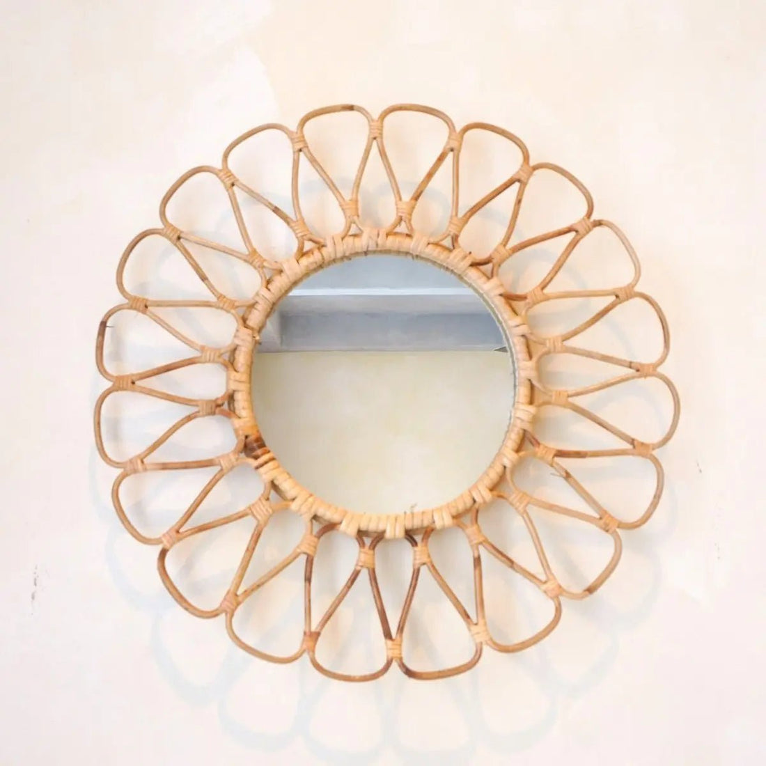 DAAU Kleine Handgemaakte Boho Rotan Spiegel – Ø38 cm