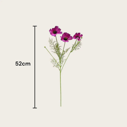 3D real touch chrysanthemum purple | Zijden kunstbloem | Lengte 52cm  1stk