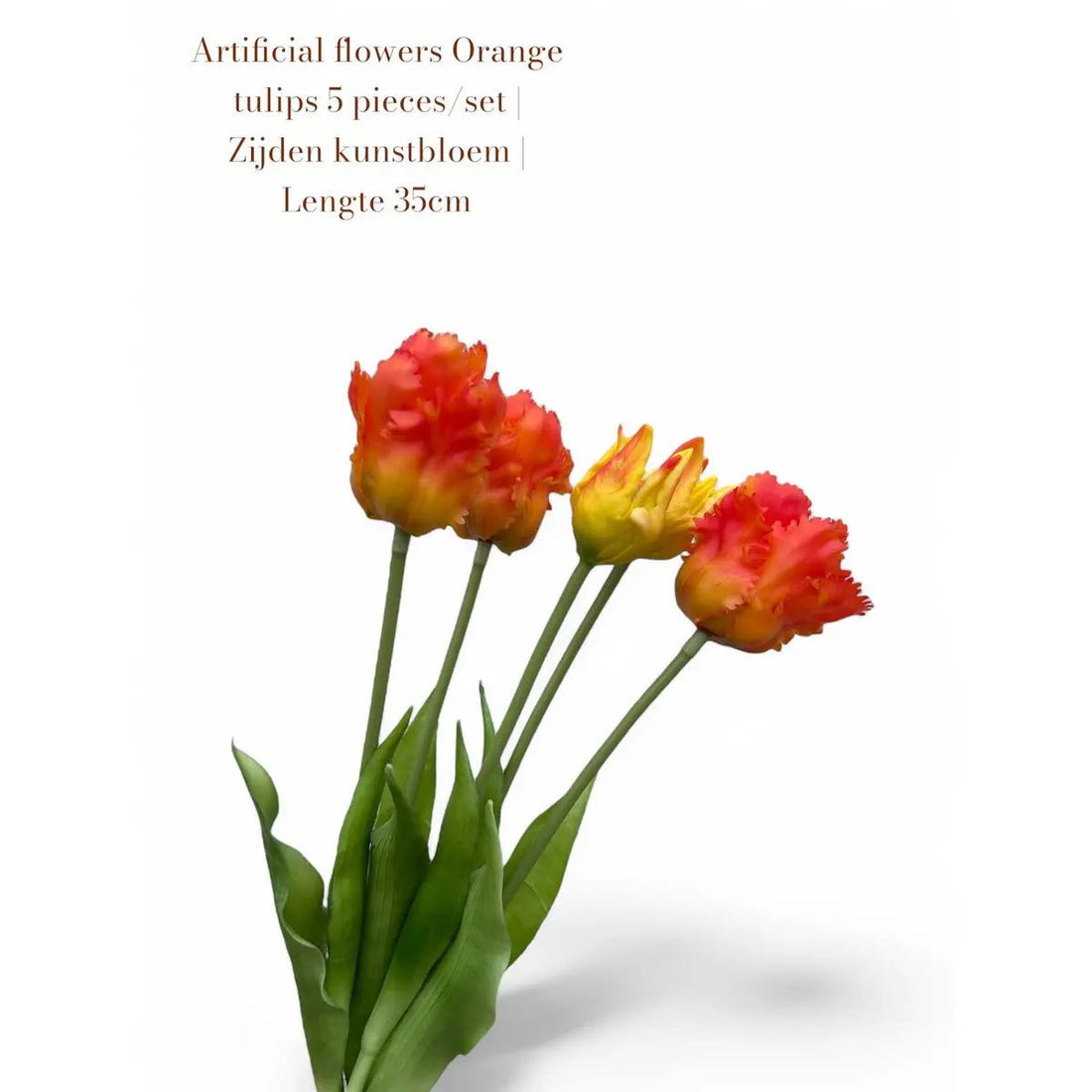 Artificial flowers Orange tulips 5 stuks/set | Zijden kunstbloem | Lengte 35cm